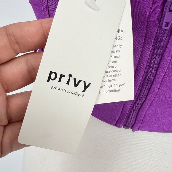 Privy Corset Style Mesh Crop Top Purple Sheer Sleeve Medium NWT - Picture 11 of 12